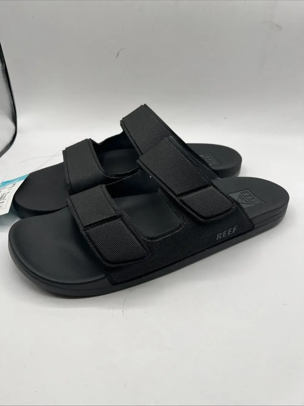 REEF Sandals Mens 11 Cushion Tradewind 2-Strap Slip On Comfort Slide Black NWT